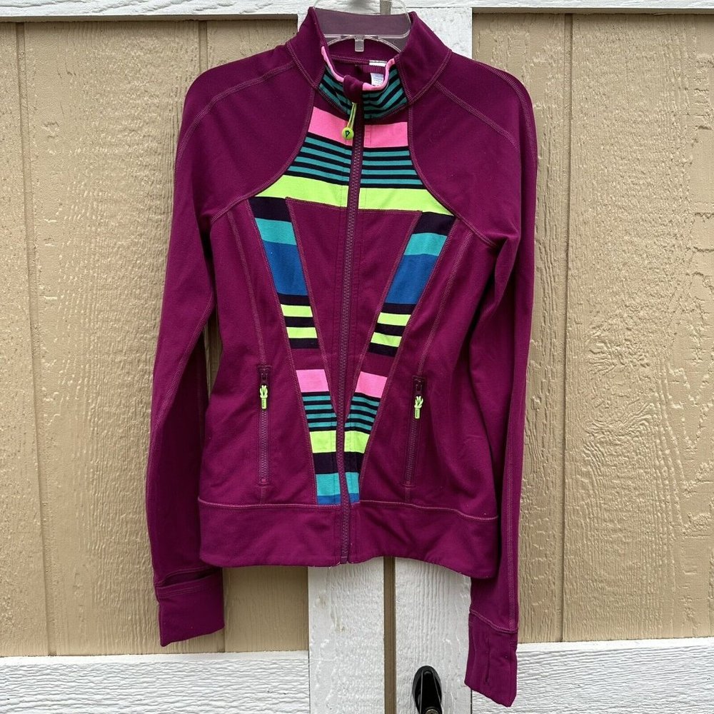 Ivivva Perfect Your Practice Zip Up Jacket Thumbholes Girl’s Size 12 Magenta